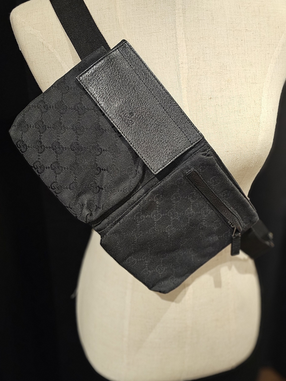 Designer Black Crossbody Sling Bag - Men's
